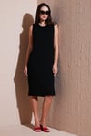 Regular Fit Bisiklet Yaka Yırtmaç Detaylı Basic Midi Kadın Elbise 5866160 SİYAH