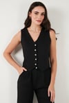 Regular Fit Bol Paça Yelekli Kadın Takım 67045162S4 SİYAH