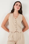 Regular Fit Bol Paça Yelekli Kadın Takım 67045162S4 TAŞ