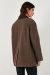 Regular Fit Ceket Yaka Kadife Ekose Astarlı Ceket Kadın Mont 6810330 KAHVE