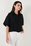 Regular Fit Cep Detaylı Kısa Kollu Kadın Gömlek 6778568 SİYAH