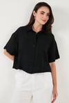 Regular Fit Cep Detaylı Kısa Kollu Kadın Gömlek 6778568 SİYAH