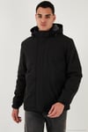 Regular Fit Çıkarılabilir Kapüşonlu Astarlı Erkek Mont 497HECTOR SİYAH