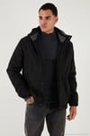 Regular Fit Çıkarılabilir Kapüşonlu Astarlı Erkek Mont 497HECTOR SİYAH