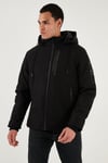 Regular Fit Çıkarılabilir Kapüşonlu Cepli Erkek Mont 497ALBERT SİYAH