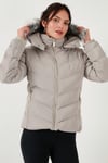 Regular Fit Çıkarılabilir Kapüşonlu Fermuarlı Cepli Şişme Kadın Mont 497DİNA EKRU