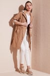 Regular Fit Çıkarılabilir Kapüşonlu İnce Mevsimlik Kadın Mont 497SEZEN CAMEL