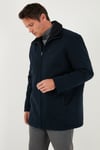 Regular Fit Çıkarılabilir Tüylü Yaka Detaylı Astarlı Kaşe Erkek Kaban 58400217 LACİVERT