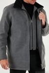 Regular Fit Çıkarılabilir Tüylü Yaka Detaylı Astarlı Kaşe Erkek Kaban 58400217 AÇIK GRİ