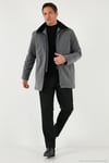 Regular Fit Çıkarılabilir Tüylü Yaka Detaylı Astarlı Kaşe Erkek Kaban 58400217 AÇIK GRİ