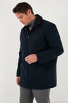 Regular Fit Çıkarılabilir Tüylü Yaka Detaylı Astarlı Kaşe Erkek Kaban 58400217 LACİVERT