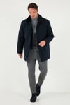 Regular Fit Çıkarılabilir Tüylü Yaka Detaylı Astarlı Kaşe Erkek Kaban 58400217 LACİVERT