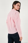 Regular Fit Çizgili Göğüs Cepli Dokulu Kadın Gömlek 6772870 Şeker Pembe