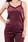 Regular Fit Dantelli Yumuşak Dokulu Sabahlıklı Kadife Kadın Pijama Takımı 6095545 MÜRDÜM