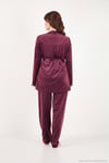 Regular Fit Dantelli Yumuşak Dokulu Sabahlıklı Kadife Kadın Pijama Takımı 6095545 MÜRDÜM