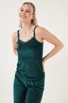 Regular Fit Dantelli Yumuşak Dokulu Sabahlıklı Kadife Kadın Pijama Takımı 6095545 NEFTİ