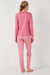 Regular Fit Desenli Bisiklet Yaka Kadın Pijama Takımı 65719102 PEMBE