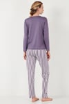 Regular Fit Desenli Bisiklet Yaka Kadın Pijama Takımı 65719102 LİLA
