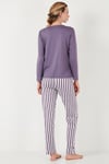 Regular Fit Desenli Bisiklet Yaka Kadın Pijama Takımı 65719102 LİLA