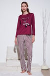 Regular Fit Desenli Bisiklet Yaka Kadın Pijama Takımı 65719102 MÜRDÜM