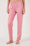 Regular Fit Desenli Bisiklet Yaka Kadın Pijama Takımı 65719102 PEMBE