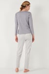 Regular Fit Desenli Bisiklet Yaka Kadın Pijama Takımı 65719102 GRİ