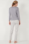 Regular Fit Desenli Bisiklet Yaka Kadın Pijama Takımı 65719102 GRİ