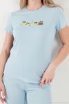 Regular Fit Desenli Bisiklet Yaka Kısa Kollu Kadın Pijama Takımı 65770823 MAVİ