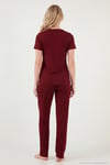 Regular Fit Desenli Bisiklet Yaka Kısa Kollu Kadın Pijama Takımı 65770823 BORDO
