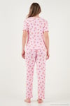 Regular Fit Desenli V Yaka Kısa Kollu Kadın Pijama Takımı 65770836 PEMBE