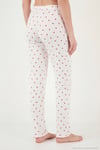 Regular Fit Desenli V Yaka Kısa Kollu Kadın Pijama Takımı 65770836 BEYAZ-KIRMIZI