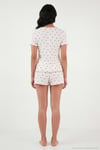 Regular Fit Desenli V Yaka Şortlu Kadın Pijama Takımı 65770837 BEYAZ-KIRMIZI