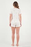 Regular Fit Desenli V Yaka Şortlu Kadın Pijama Takımı 65770837 BEYAZ-PEMBE