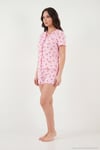 Regular Fit Desenli V Yaka Şortlu Kadın Pijama Takımı 65770837 PEMBE