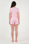 Regular Fit Desenli V Yaka Şortlu Kadın Pijama Takımı 65770837 PEMBE