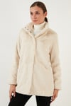 Regular Fit Dik Yaka Cepli Yumuşak Dokulu Suni Kürk Onlvida Kadın Mont 15164600 TAŞ