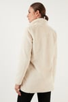 Regular Fit Dik Yaka Cepli Yumuşak Dokulu Suni Kürk Onlvida Kadın Mont 15164600 TAŞ