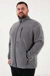 Regular Fit Dik Yaka Fermuarlı Büyük Beden 2'li Paket Polar Erkek Hırka 5906028BS2 GRİ-LACİVERT