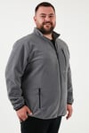 Regular Fit Dik Yaka Fermuarlı Büyük Beden Polar Erkek Hırka 5906028B GRİ