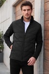 Regular Fit Dik Yaka Kapitoneli Erkek Mont 497PİRLO SİYAH