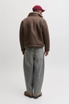 Regular Fit Dik Yaka Suni Deri Erkek Mont 12303001 KAHVE