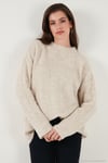 Regular Fit Dik Yaka Yumuşak Dokulu Triko Kadın Kazak 4616222 TAŞ