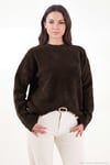 Regular Fit Dik Yaka Yumuşak Dokulu Triko Kadın Kazak 4616222 KAHVE