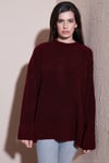 Regular Fit Dik Yaka Yumuşak Dokulu Triko Kadın Kazak 4616222 BORDO