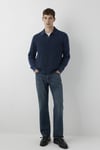 Regular Fit Düğmeli Polo Yaka Fitilli Kazak Erkek Polo Yaka Kazak 0720052-70490 LACİVERT