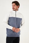 Regular Fit Fermuarlı Dik Yaka İçi Tüylü Yumuşak Şardonlu Kışlık Erkek Sweat 5905343 EKRU