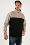 Regular Fit Fermuarlı Dik Yaka İçi Tüylü Yumuşak Şardonlu Kışlık Erkek Sweat 5905343 SÜTLÜ KAHVE