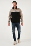 Regular Fit Fermuarlı Dik Yaka İçi Tüylü Yumuşak Şardonlu Kışlık Erkek Sweat 5905343 SÜTLÜ KAHVE