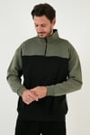 Regular Fit Fermuarlı Dik Yaka İçi Tüylü Yumuşak Şardonlu Kışlık Erkek Sweat 5905343 SİYAH-HAKİ