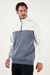 Regular Fit Fermuarlı Dik Yaka İçi Tüylü Yumuşak Şardonlu Kışlık Erkek Sweat 5905343 EKRU